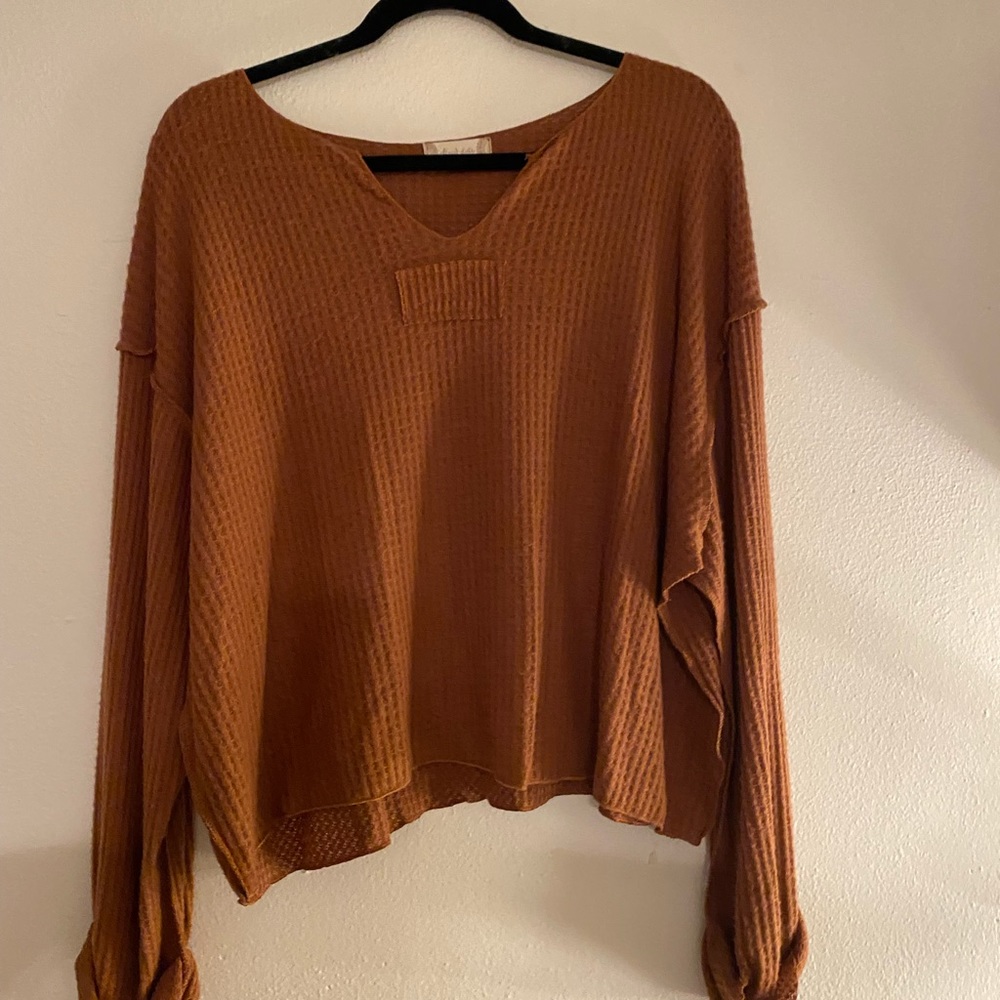 Altar’d State- Rust Colored Long Sleeve Henley Top